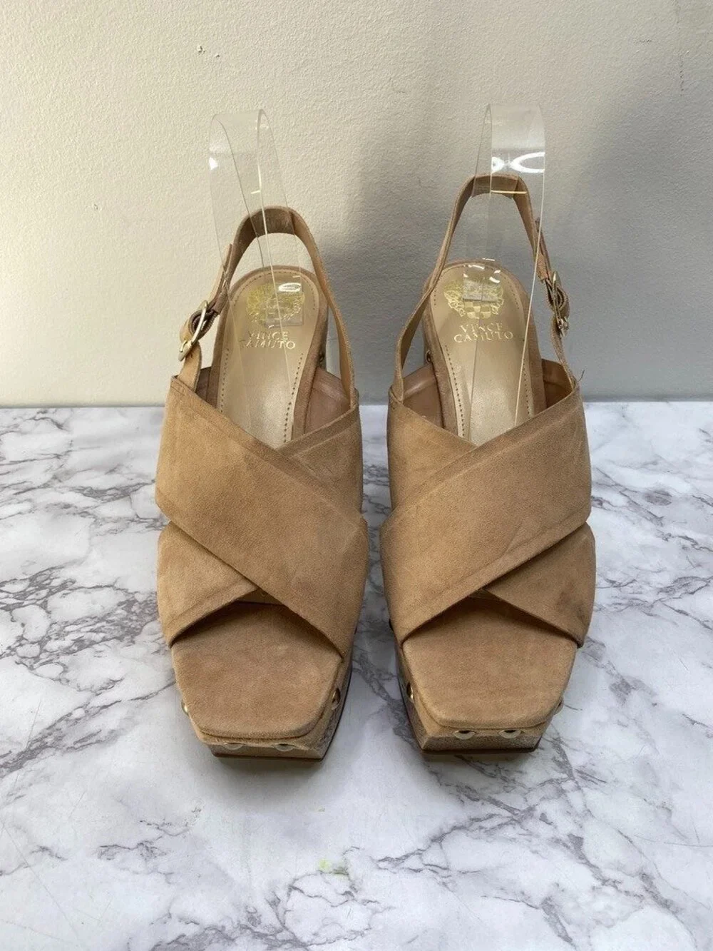 Vince Camuto Women's Tan Jenevya Platform Block Heel Sandals SZ 8.5 M